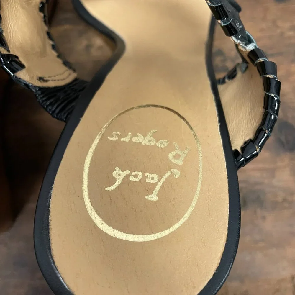 Jack Rogers Luccia Leather and Patent Leather Wedge Sandals